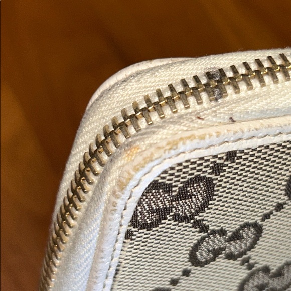 Authentic Gucci GG Zip Around Canvas Agenda with Charm Zipper Pull